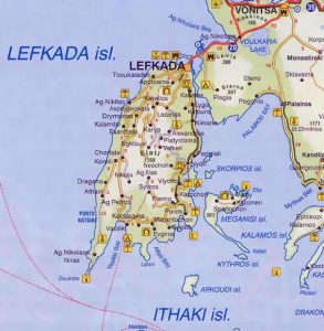 Map of Lefkada island