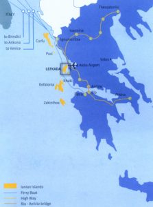 Map of Lefkada island
