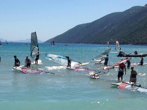 Learning how to windsurf in Vasiliki Lefkada